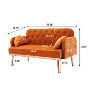 Orange velvet upholstery accent loveseat with metal feet by La Spezia additional picture 4