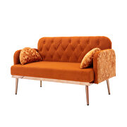 Orange velvet upholstery accent loveseat with metal feet by La Spezia additional picture 6