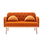 Orange velvet upholstery accent loveseat with metal feet by La Spezia additional picture 7