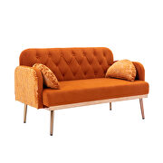 Orange velvet upholstery accent loveseat with metal feet by La Spezia additional picture 8