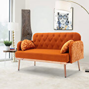 Orange velvet upholstery accent loveseat with metal feet by La Spezia additional picture 10