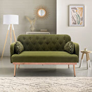 Green velvet upholstery accent loveseat with metal feet by La Spezia additional picture 2
