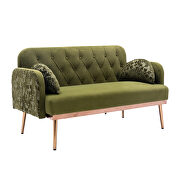 Green velvet upholstery accent loveseat with metal feet by La Spezia additional picture 3