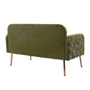 Green velvet upholstery accent loveseat with metal feet by La Spezia additional picture 4