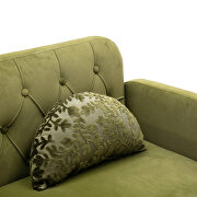 Green velvet upholstery accent loveseat with metal feet by La Spezia additional picture 5