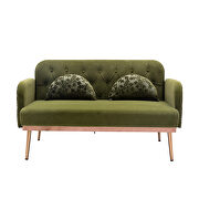 Green velvet upholstery accent loveseat with metal feet by La Spezia additional picture 9
