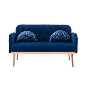 Navy velvet upholstery accent loveseat with metal feet by La Spezia additional picture 2