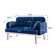 Navy velvet upholstery accent loveseat with metal feet by La Spezia additional picture 4