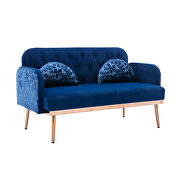 Navy velvet upholstery accent loveseat with metal feet by La Spezia additional picture 5
