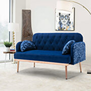 Navy velvet upholstery accent loveseat with metal feet by La Spezia additional picture 8