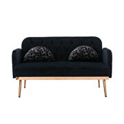 Black velvet upholstery accent loveseat with metal feet by La Spezia additional picture 2