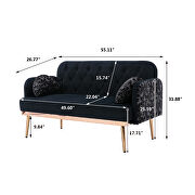 Black velvet upholstery accent loveseat with metal feet by La Spezia additional picture 11