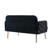 Black velvet upholstery accent loveseat with metal feet by La Spezia additional picture 3