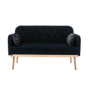 Black velvet upholstery accent loveseat with metal feet by La Spezia additional picture 4