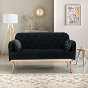 Black velvet upholstery accent loveseat with metal feet by La Spezia additional picture 6
