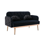 Black velvet upholstery accent loveseat with metal feet by La Spezia additional picture 8
