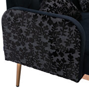 Black velvet upholstery accent loveseat with metal feet by La Spezia additional picture 9