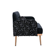 Black velvet upholstery accent loveseat with metal feet by La Spezia additional picture 10