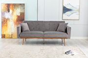 Gray velvet accent loveseat sofa with rose gold metal feet by La Spezia additional picture 12