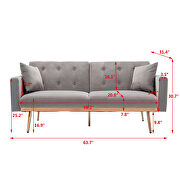 Gray velvet accent loveseat sofa with rose gold metal feet by La Spezia additional picture 13