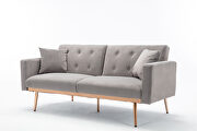 Gray velvet accent loveseat sofa with rose gold metal feet by La Spezia additional picture 3