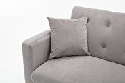 Gray velvet accent loveseat sofa with rose gold metal feet by La Spezia additional picture 4