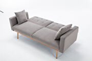 Gray velvet accent loveseat sofa with rose gold metal feet by La Spezia additional picture 6