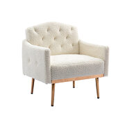 White teddy fabric  accent chair with rose golden feet by La Spezia additional picture 4