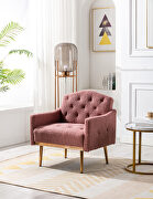 Brush pink teddy  fabric accent chair with rose golden feet by La Spezia additional picture 8