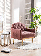 Brush pink teddy  fabric accent chair with rose golden feet by La Spezia additional picture 10