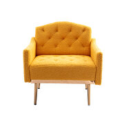 Mustard teddy fabric accent chair with rose golden feet by La Spezia additional picture 5