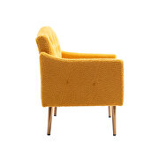 Mustard teddy fabric accent chair with rose golden feet by La Spezia additional picture 9