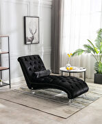 Black velvet leisure concubine sofa with acrylic feet by La Spezia additional picture 2