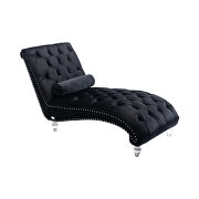 Black velvet leisure concubine sofa with acrylic feet by La Spezia additional picture 3