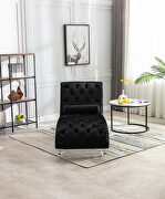 Black velvet leisure concubine sofa with acrylic feet by La Spezia additional picture 9