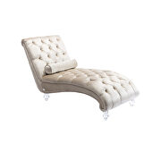 Beige velvet leisure concubine sofa with acrylic feet by La Spezia additional picture 4