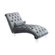 Silver velvet leisure concubine sofa with acrylic feet by La Spezia additional picture 8