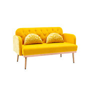 Yellow velvet upholstery accent loveseat with metal feet by La Spezia additional picture 2