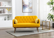 Yellow velvet upholstery accent loveseat with metal feet by La Spezia additional picture 4