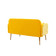 Yellow velvet upholstery accent loveseat with metal feet by La Spezia additional picture 6