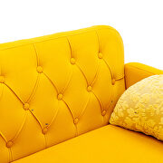 Yellow velvet upholstery accent loveseat with metal feet by La Spezia additional picture 7