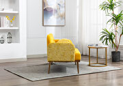 Yellow velvet upholstery accent loveseat with metal feet by La Spezia additional picture 8
