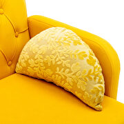 Yellow velvet upholstery accent loveseat with metal feet by La Spezia additional picture 9