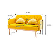 Yellow velvet upholstery accent loveseat with metal feet by La Spezia additional picture 10