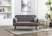 Gray velvet upholstery accent loveseat with metal feet by La Spezia additional picture 12