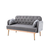 Gray velvet upholstery accent loveseat with metal feet by La Spezia additional picture 3