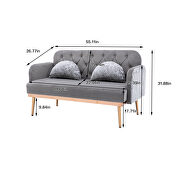 Gray velvet upholstery accent loveseat with metal feet by La Spezia additional picture 4