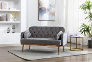 Gray velvet upholstery accent loveseat with metal feet by La Spezia additional picture 7