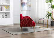 Red velvet upholstery accent loveseat with metal feet by La Spezia additional picture 2