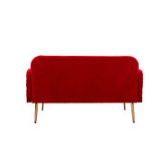 Red velvet upholstery accent loveseat with metal feet by La Spezia additional picture 4